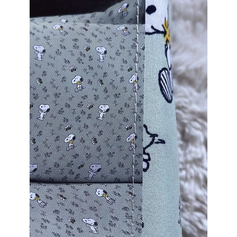 Peanuts Snoopy Spring‎ Bees Flowers Floral QUEEN Sz Sheet Set Soft Green NEW